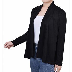 NY Collection Women's Long Sleeve Swing Cardigan Sweater - Black - SZ L - NWT